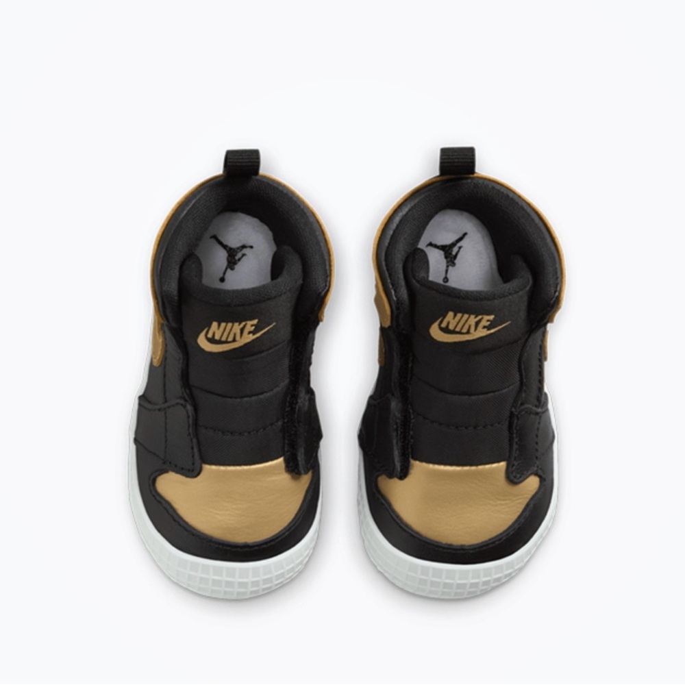 Baby Jordan1 Crib Bootie  / 2C /  Black Metallic Gold Sail